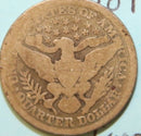 1892 Barber Silver Quarter, Circulated Good Details. Store