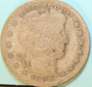 1896 Barber Silver Quarter, Abt Good Circulated Coin. Store
