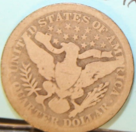 1896 Barber Silver Quarter, Very Good Circulated Coin. Store #QR1101