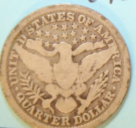 1896 Barber Silver Quarter, Very Good Circulated Coin, Store #QR1102