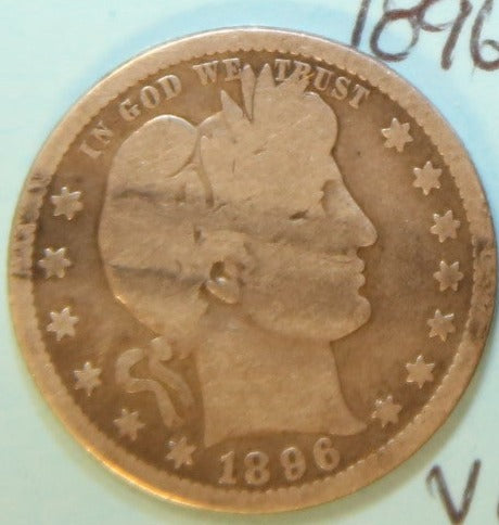 1896-O Barber Silver Quarter, Nice Circulated Coin. Store #231215061