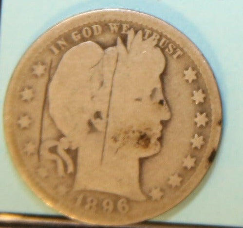 1896-O Barber Silver Quarter, Affordable Circulated Coin. Store #231215064