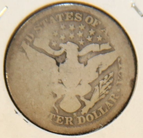 1898-S Barber Quarter, About Good Circulated Coin, Store #QR1123