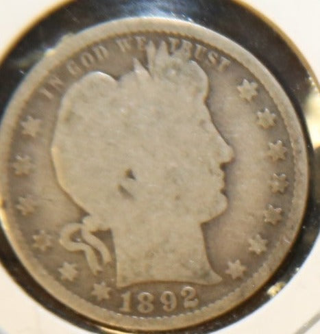 1892 Barber Silver Quarter, Affordable Circulated Coin. Store #231215070