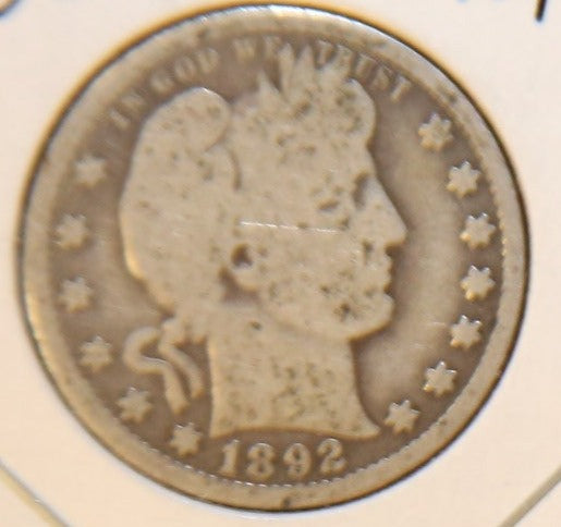 1892 Barber Silver Quarter, Nice Circulated Coin. Store #231215071