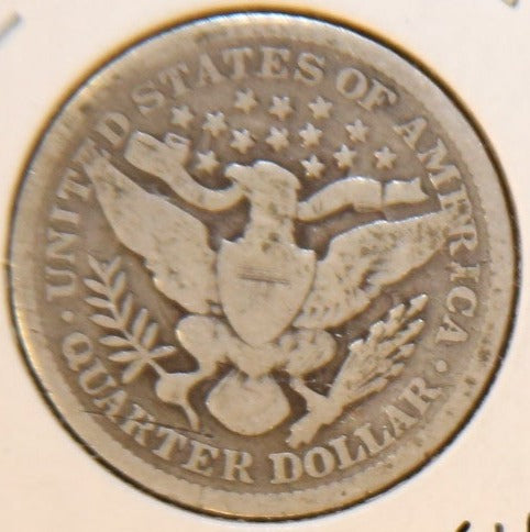 1892 Barber Silver Quarter, Nice Circulated Coin. Store #QR1098