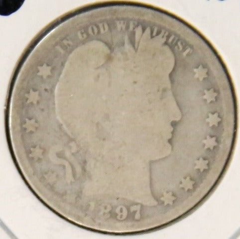 1897 Barber Silver Quarter, Circulated Coin. Store