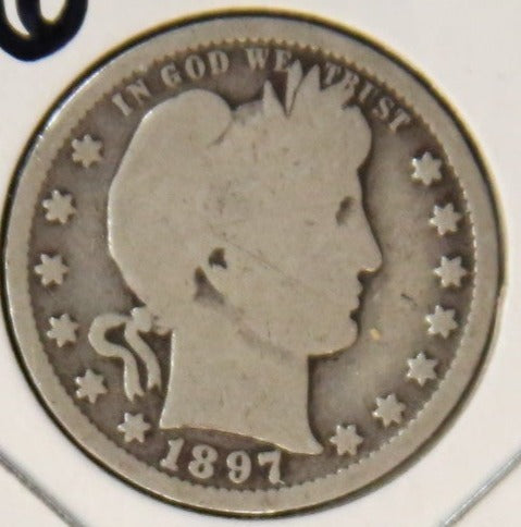 1897 Barber Silver Quarter, Circulated Coin. Store #231215081