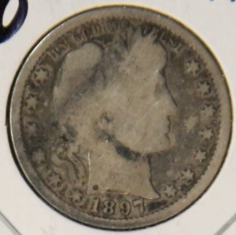 1897 Barber Silver Quarter, Circulated Coin. Store #231215083
