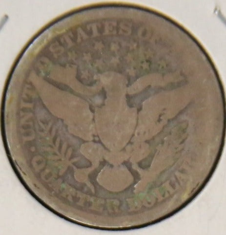 1897 Barber Silver Quarter, Good Circulated Coin. Store #QR1109