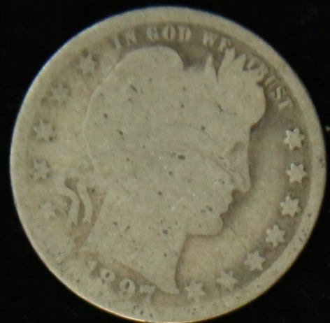 1897 Barber Silver Quarter, Circulated Coin. Store #231215084