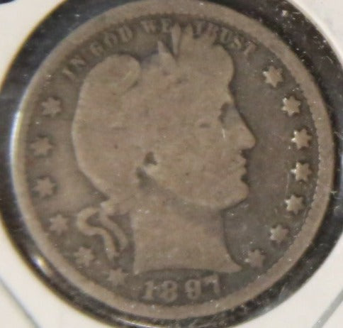 1897 Barber Silver Quarter, Circulated Coin. Store #231215088