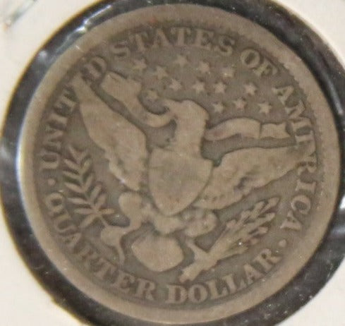 1897 Barber Silver Quarter, Good Circulated Coin. Store #QR1111