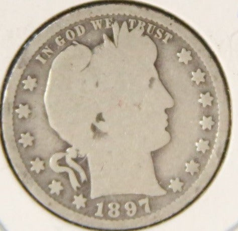 1897-S Barber Silver Quarter, Nice Circulated Coin. Store #231215093