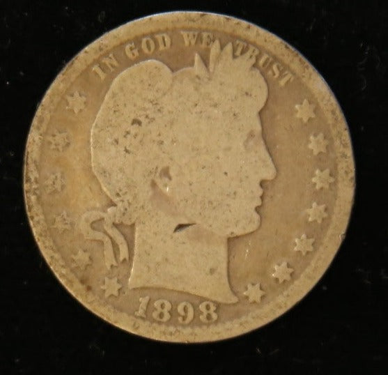 1898 Barber Silver Quarter, Affordable Circulated Coin. Store #231215099