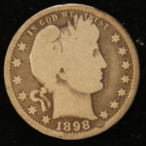 1898 Barber Silver Quarter, Good Circulated Coin, Store #QR1117