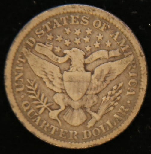 1898 Barber Silver Quarter, Fine Details. Store #QR1116