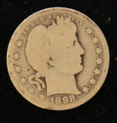1898-O Barber Silver Quarter, Good Circulated Coin, Store