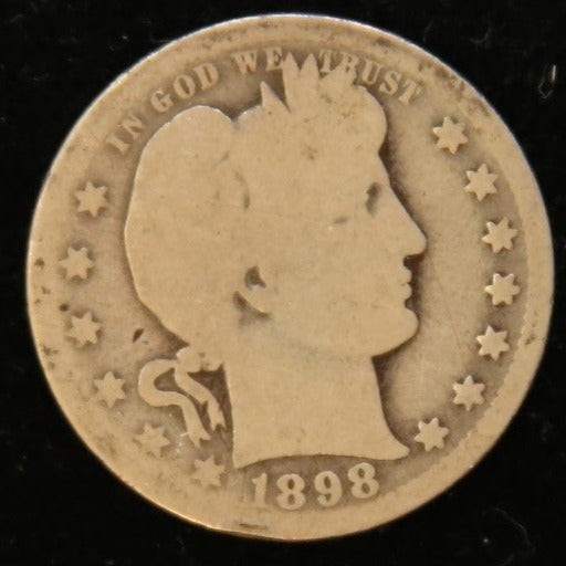 1898-O Barber Silver Quarter, Good Circulated Coin, Store #231215108