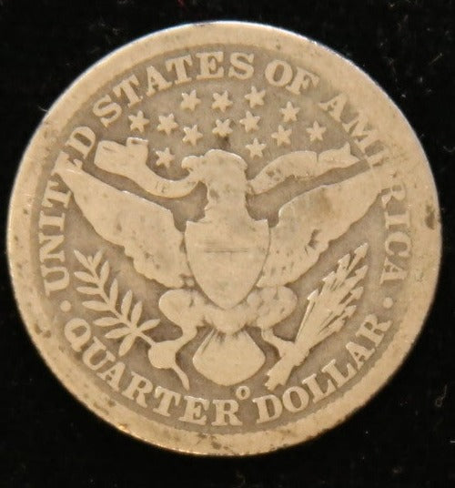 1898-O Barber Silver Quarter, Average Circulated Coin. Store