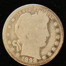 1898-O Barber Silver Quarter, Average Circulated Coin. Store