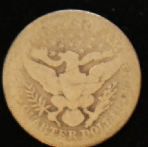 1899 Barber Quarter, About Good Circulated Coin. Store #QR1124