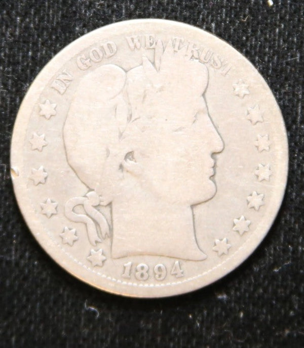 1894-S Barber Half Dollar. Nice Circulated Coin. Store# 2312031