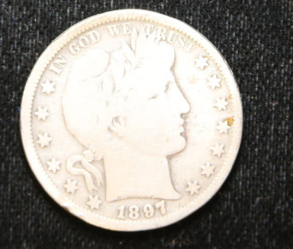 1897-S Barber Half Dollar. Nice Circulated Coin. Store# 2312039