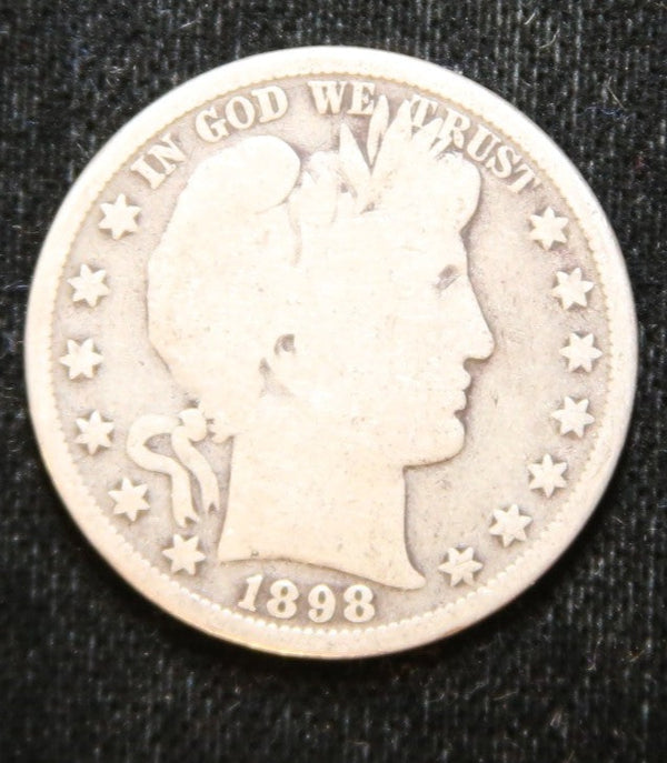 1898 Barber Half Dollar. Nice Circulated Coin. Store# 2312040