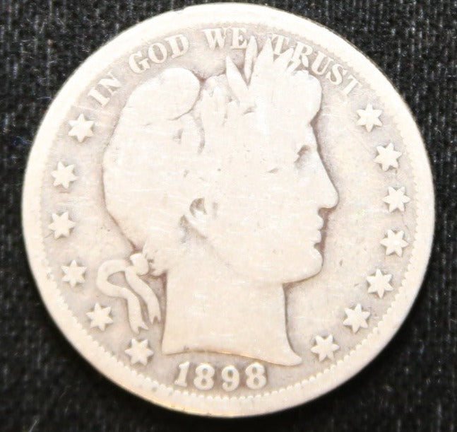 1898-S Barber Half Dollar, Good+ Circulated Coin, Store #HR225