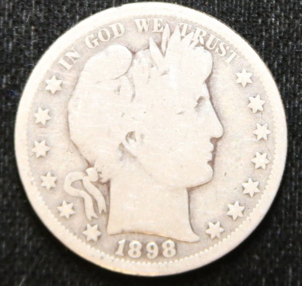 1898-S Barber Half Dollar. Nice Circulated Coin. Store# 2312042