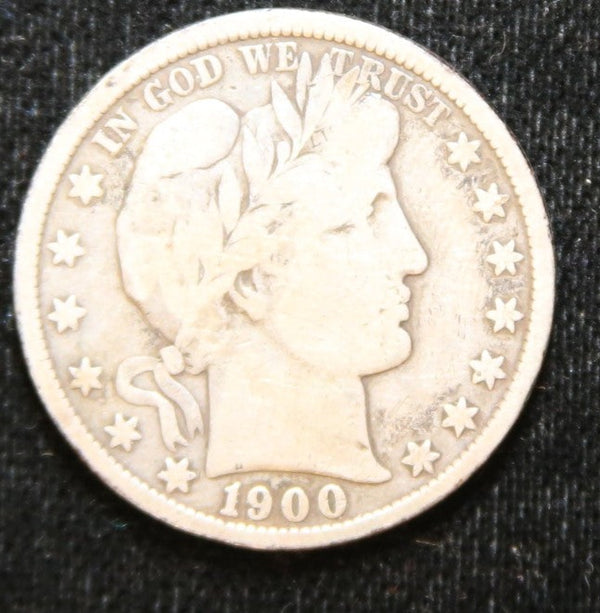 1900 Barber Half Dollar. Affordable Circulated Coin. Store# 2312046
