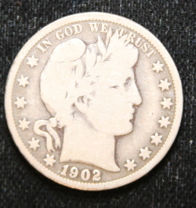 1902 Barber Half Dollar, Very Good Circulated Coin, Store #HR269