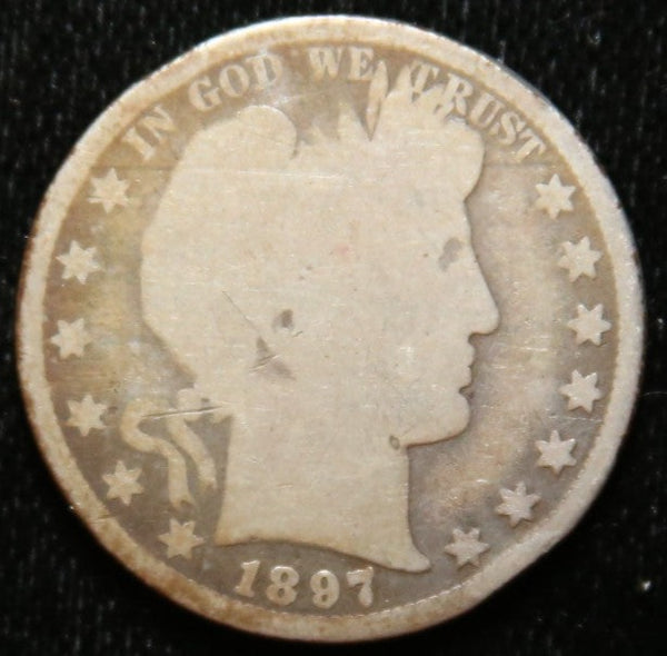 1897 Barber Half Dollar. Affordable Circulated Coin. Store# HR205