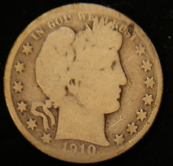 1910 Barber Half Dollar. Affordable Circulated Coin. Store# 2312018