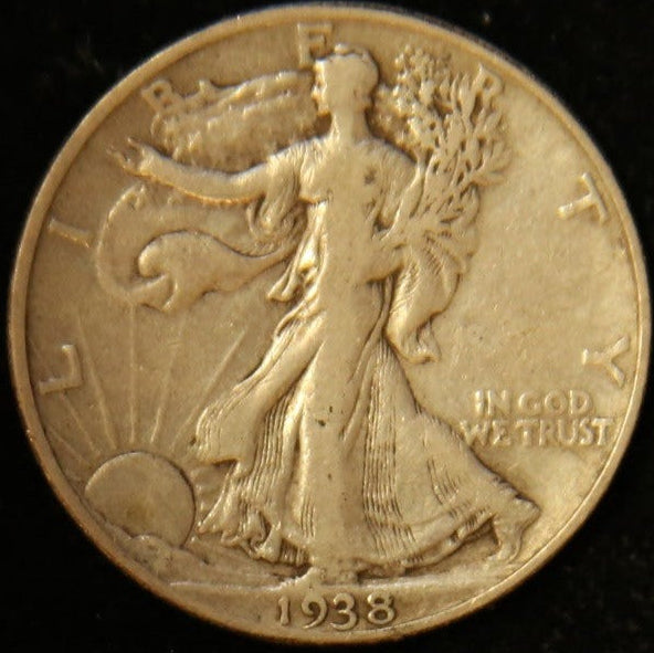 1938-D Walking Liberty Half Dollar, Very Fine+ Circulated Coin, Store #HR1340