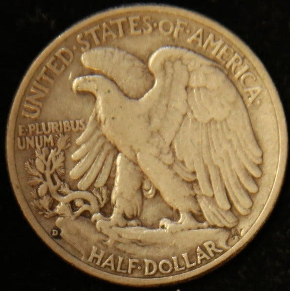 1938-D Walking Liberty Half Dollar, Very Fine+ Circulated Coin, Store #HR1340