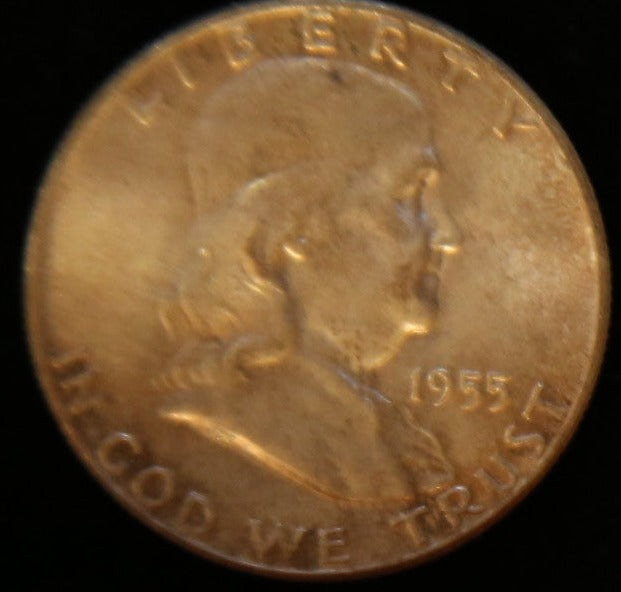 1955 Ben Franklin Half Dollar, Mint State Circulated Coin. Store #HR1160