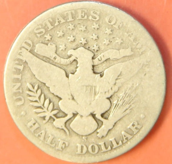 1908-S Barber Half Dollar, Good Circulated Coin, Store #HR390