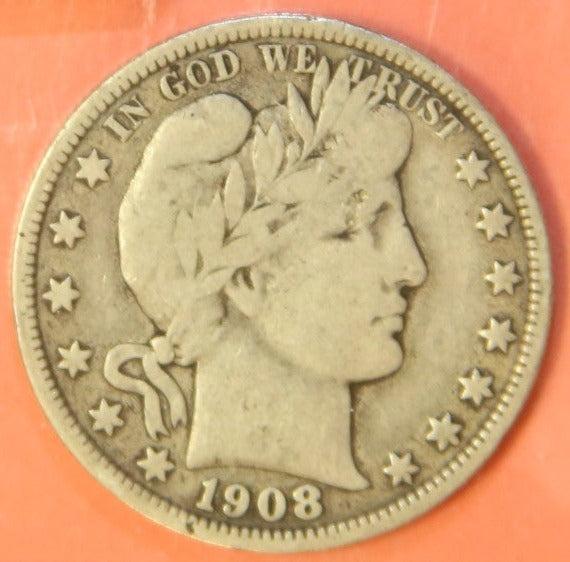1908 Barber Half Dollar. Nice Affordable Coin. Store #HR381