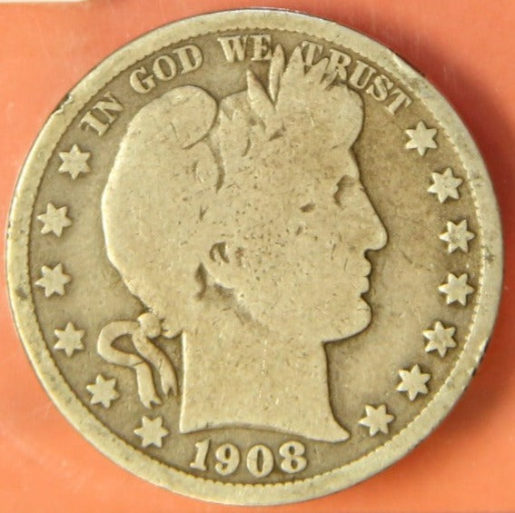1908-D Barber Half Dollar. Nice Affordable Coin. Store #242218