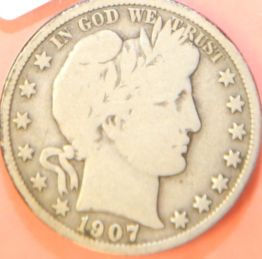 1907 Barber Half Dollar. Nice Affordable Coin. Store #HR371