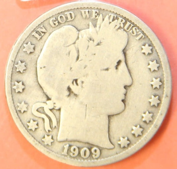 1909 Barber Half Dollar. Nice Affordable Coin. Store #HR394