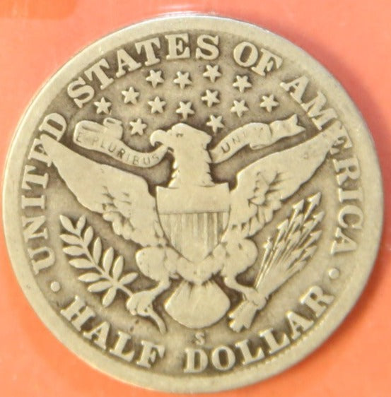 1912-S Barber Half Dollar, Good+ Circulated Coin, Store #HR415