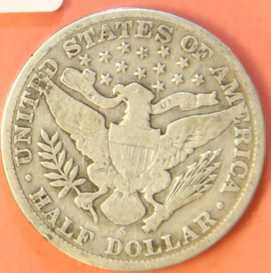 1913-S Barber Half Dollar, Very Good Circulated Coin, Store #HR420