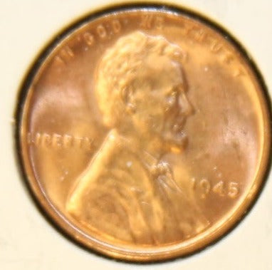 1945 Lincoln Wheat Cent, Mint State Uncirculated Coin, Store #CT0497