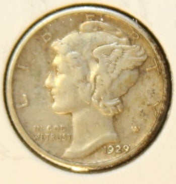 1929 Mercury Silver Dime, Affordable Collectible Coin, Store #242437