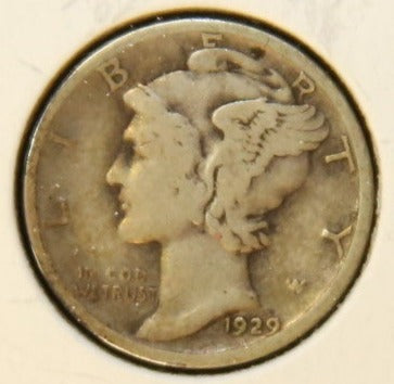 1929-S Mercury Silver Dime, Affordable Collectible Coin, Store #242439