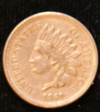 1860 Small Cent Indian Head, Pointed Bust AU details. Store #242544