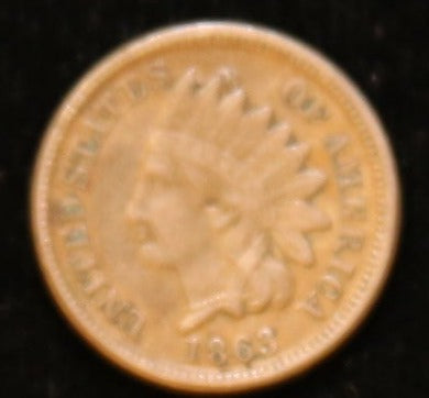 1863 Small Cent Indian Head, Nice Coin XF details. Store #242546